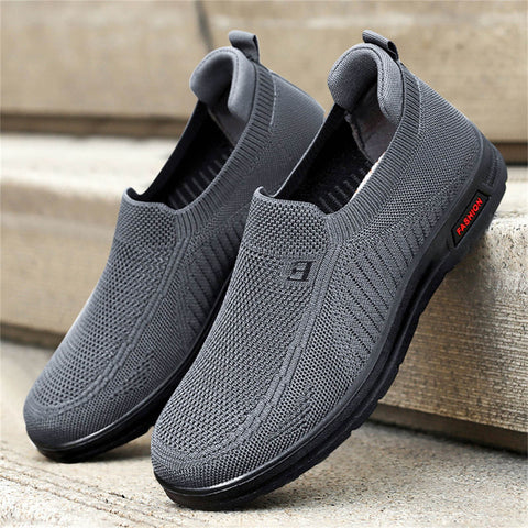 Mens Shoes Slip on Mens Classic Nylon Sneaker Fashion Summer and Autumn Men Sneakers Fly Woven Mesh Flat Slip on Comfortable 43