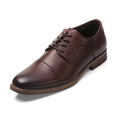 Mens Brown Dress Shoes Wingtip Lace up Oxford Wide Casual Shoes Size 8