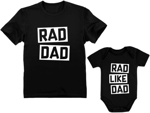 Rad Dad - Rad like Dad Father Shirt & Son Bodysuit Funny Dad & Me Matching Set