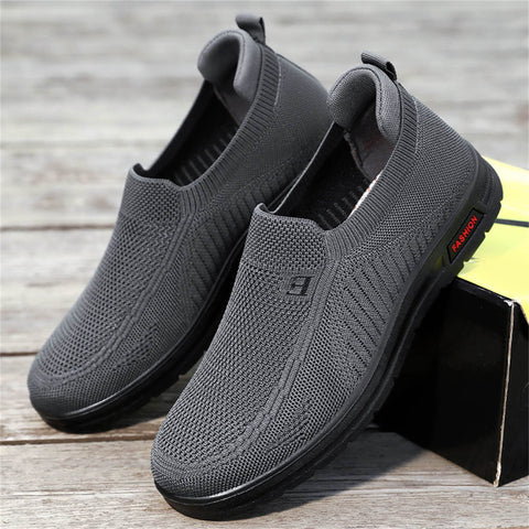 Mens Shoes Slip on Mens Classic Nylon Sneaker Fashion Summer and Autumn Men Sneakers Fly Woven Mesh Flat Slip on Comfortable 43