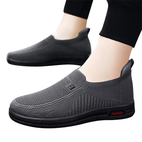 Mens Shoes Slip on Mens Classic Nylon Sneaker Fashion Summer and Autumn Men Sneakers Fly Woven Mesh Flat Slip on Comfortable 43