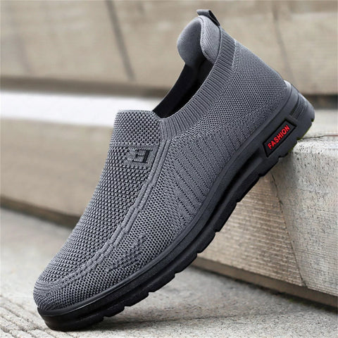 Mens Shoes Slip on Mens Classic Nylon Sneaker Fashion Summer and Autumn Men Sneakers Fly Woven Mesh Flat Slip on Comfortable 43