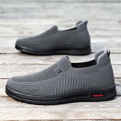 Mens Shoes Slip on Mens Classic Nylon Sneaker Fashion Summer and Autumn Men Sneakers Fly Woven Mesh Flat Slip on Comfortable 43