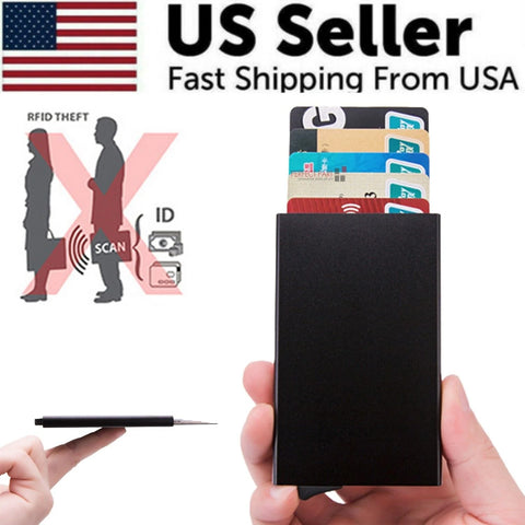 Mens RFID Blocking Slim Money Clip Carbon Fiber Wallet ID Credit Card Holder New