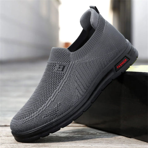 Mens Shoes Slip on Mens Classic Nylon Sneaker Fashion Summer and Autumn Men Sneakers Fly Woven Mesh Flat Slip on Comfortable 43