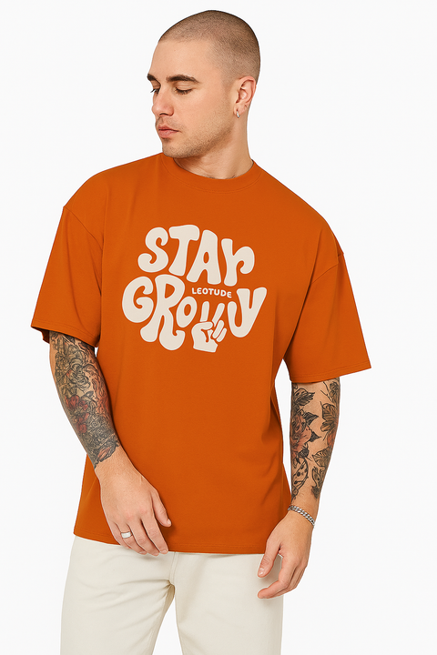 T-Shirt for Men– Oversized Cotton Tee-M-Orange