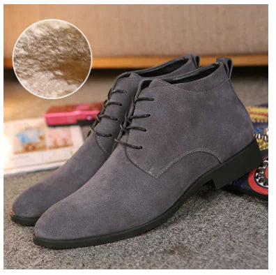 Men's Suede Low-Cut Winter Business Shoes, Breathable